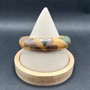 Les Olivades for Limit Bangle Bracelet Green Mauve Floral Fabric Wrapped Vintage